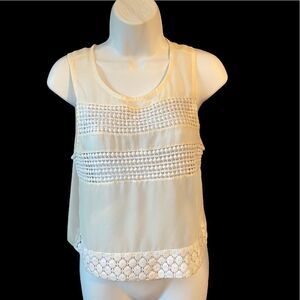 Holister XS Sheer Tank - Lace Detail White